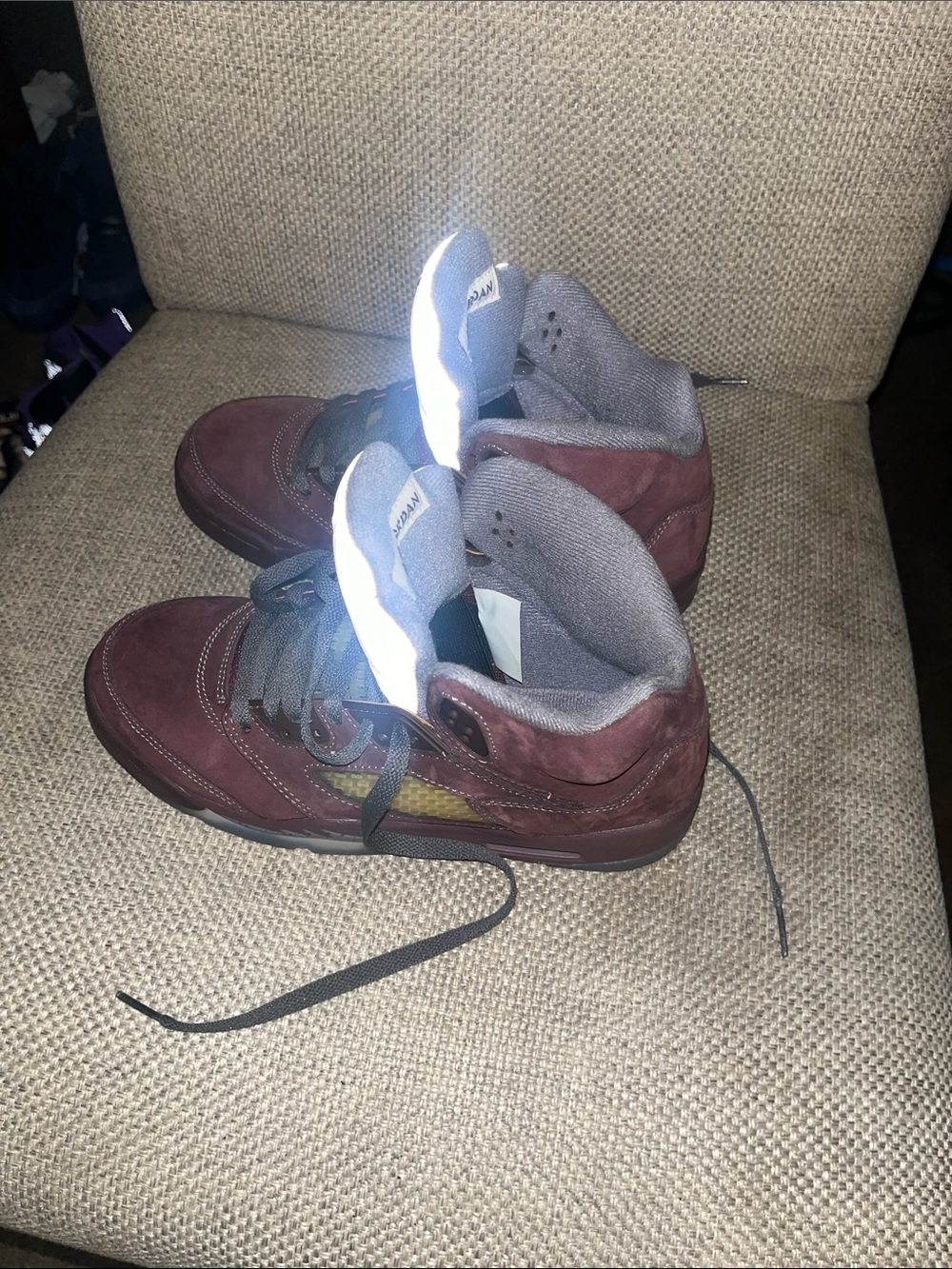 Men's Burgundy Suede High-Top Boots - Unbranded